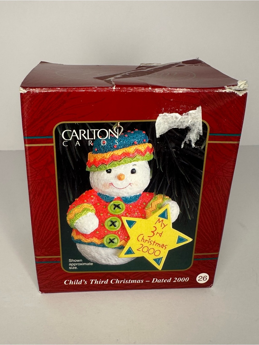 Heirloom Collection Baby’s Third Christmas 2000 Snowman Ornament Carlton Cards